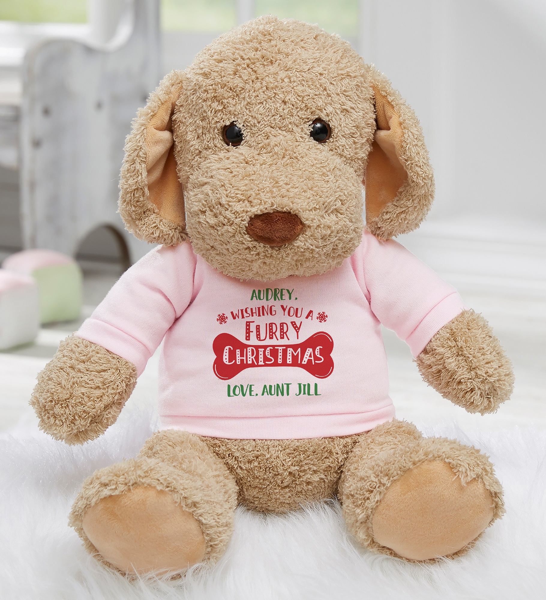 Furry Christmas Personalized Christmas Plush Dog Stuffed Animal